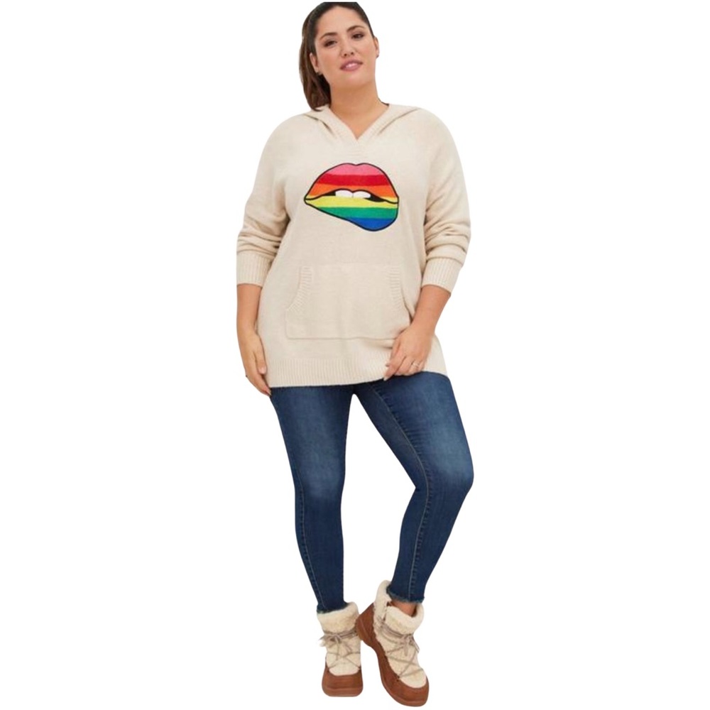 RAINBOW LIP HOODED SWEATER